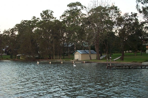 pelican and boat house
